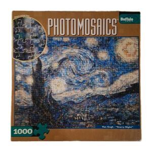 Buffalo/Robert Silver Photomosaic "Starry Night" by Van Gogh 1000 Piece Puzzle